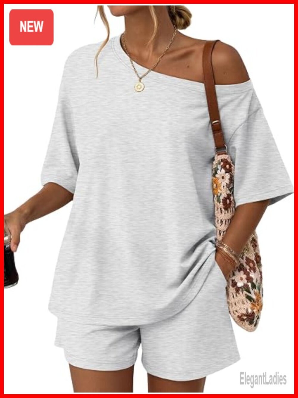 Women's 2 Piece Shorts Set Off Shoulder Lounge Matching Oversized Summer Outfit